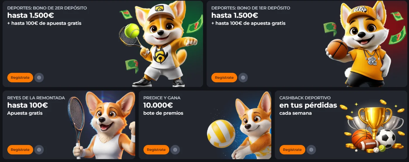 Bonos deportivos de Corgibet Casino Bonos deportivos de Corgibet Casino con apuestas gratis, premios y cashback semanal