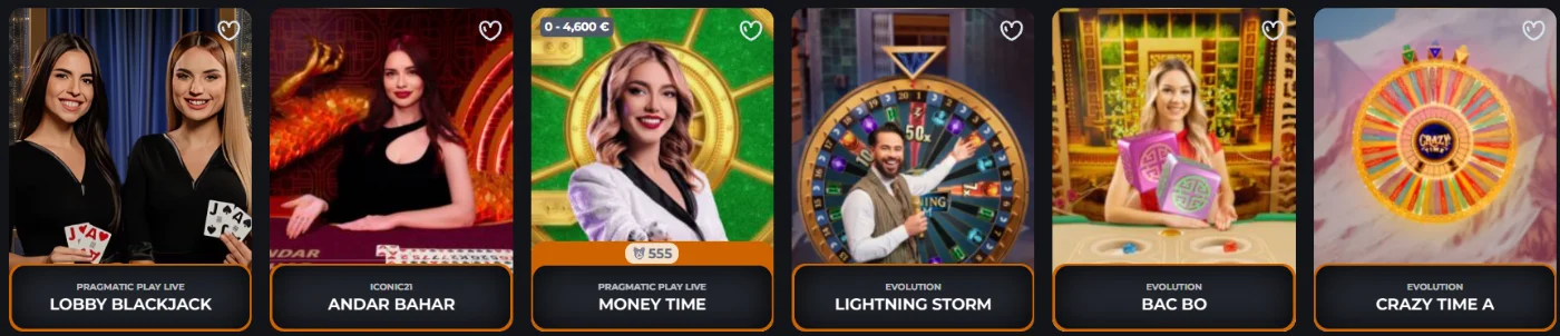 Juegos en vivo de Corgibet Casino Juegos de casino en vivo de Corgibet Casino con blackjack, ruleta y game shows